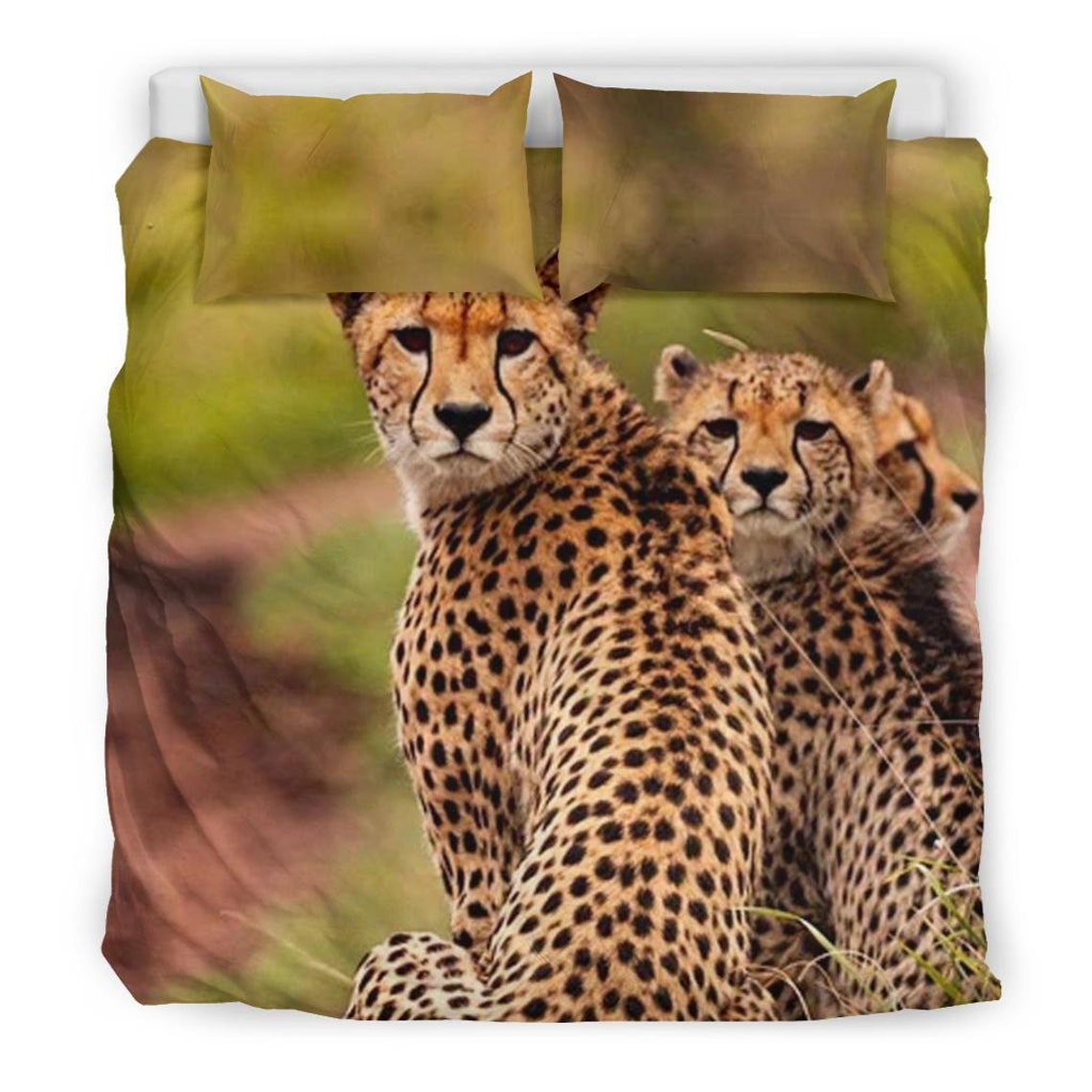 Cheetah Bedding Set Duvet Cover and Pillow Covers Etsy