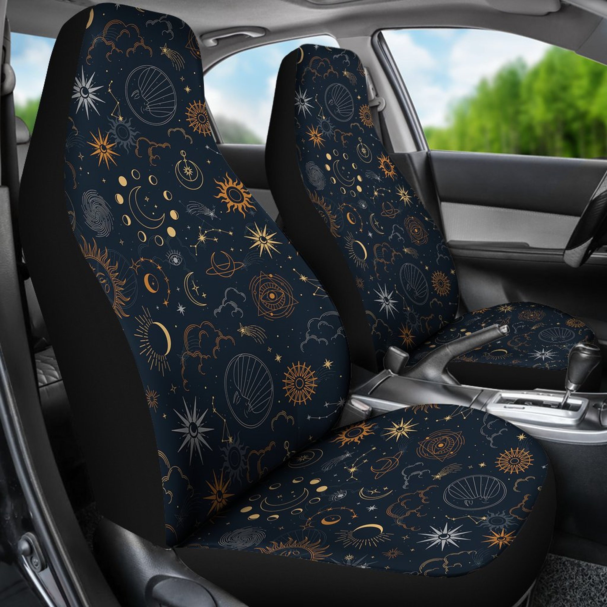 Discover Sun and Moon Boho Car Seat Covers Universal Front Car and Suv Seat Covers
