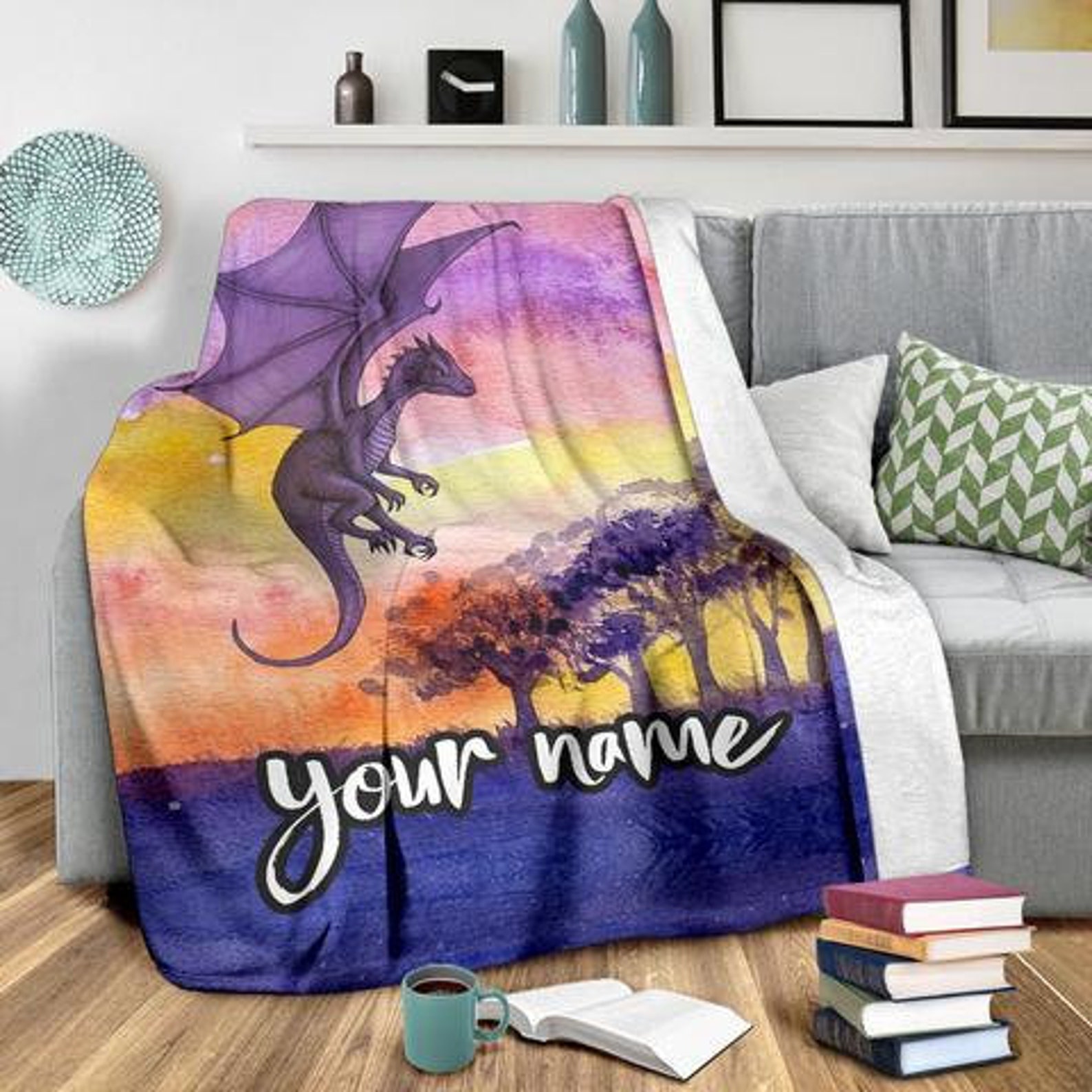 Dragon Blanket Dragon Blanket Dragon Fleece Dragon Gift Etsy