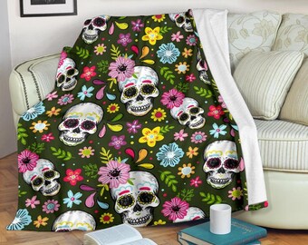 Mugod Day of The Dead Throw Blanket Sugar Skulls and Flowers Seamless Pattern on Dark Background Decorative Soft Warm Cozy Flannel Plush Throws Blankets for Bedding Sofa Couch 50 X 60 Inch Mugod Day of The Dead Throw Blanket Sugar Skulls and Flowers Seamless Pattern on Dark Background Decorative Soft Warm Cozy Flannel Plush Throws Blankets for Bedding Sofa Couch 50 X 60 Inch