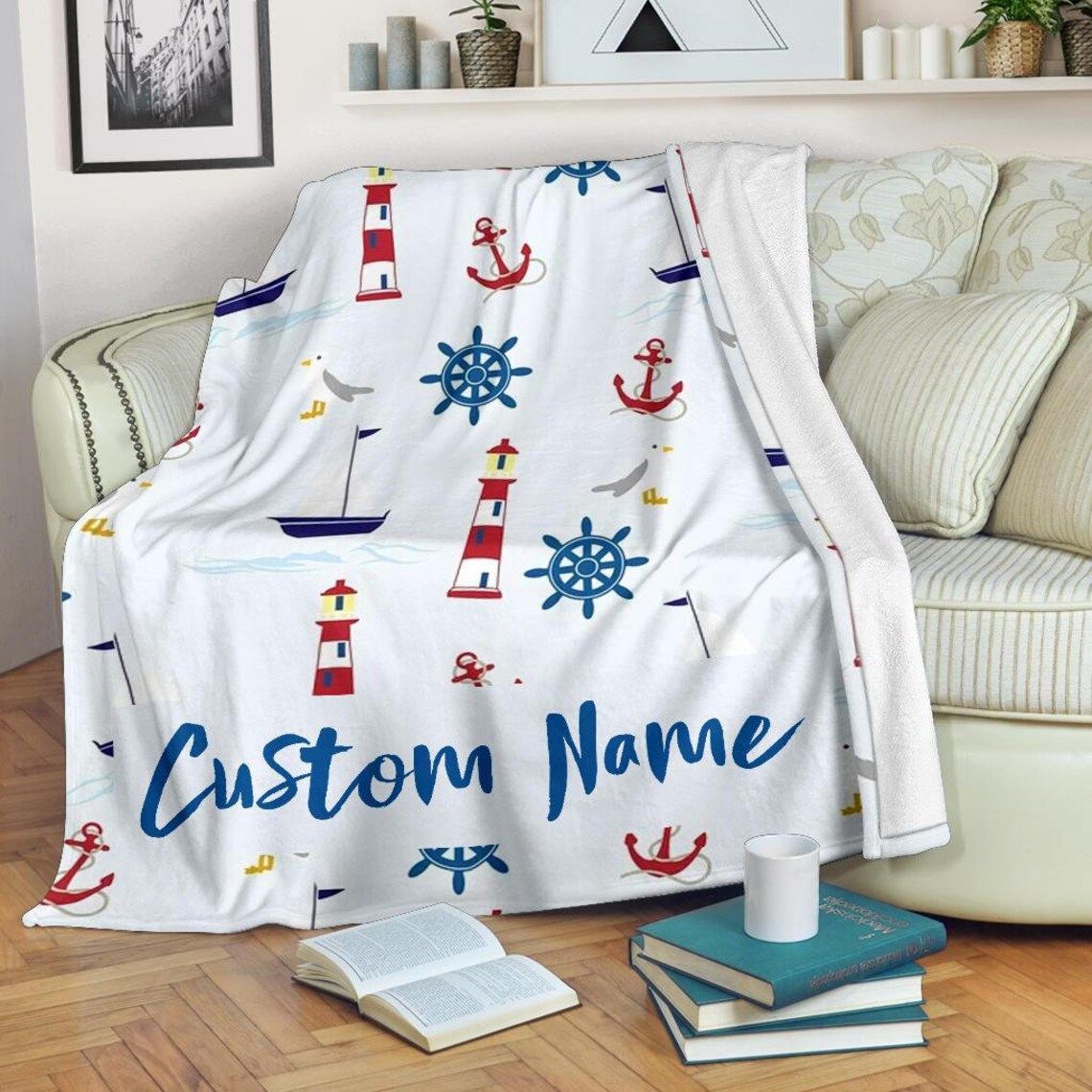 Nautical Blanket Sailing Throw Blanket Nautical Fleece Etsy