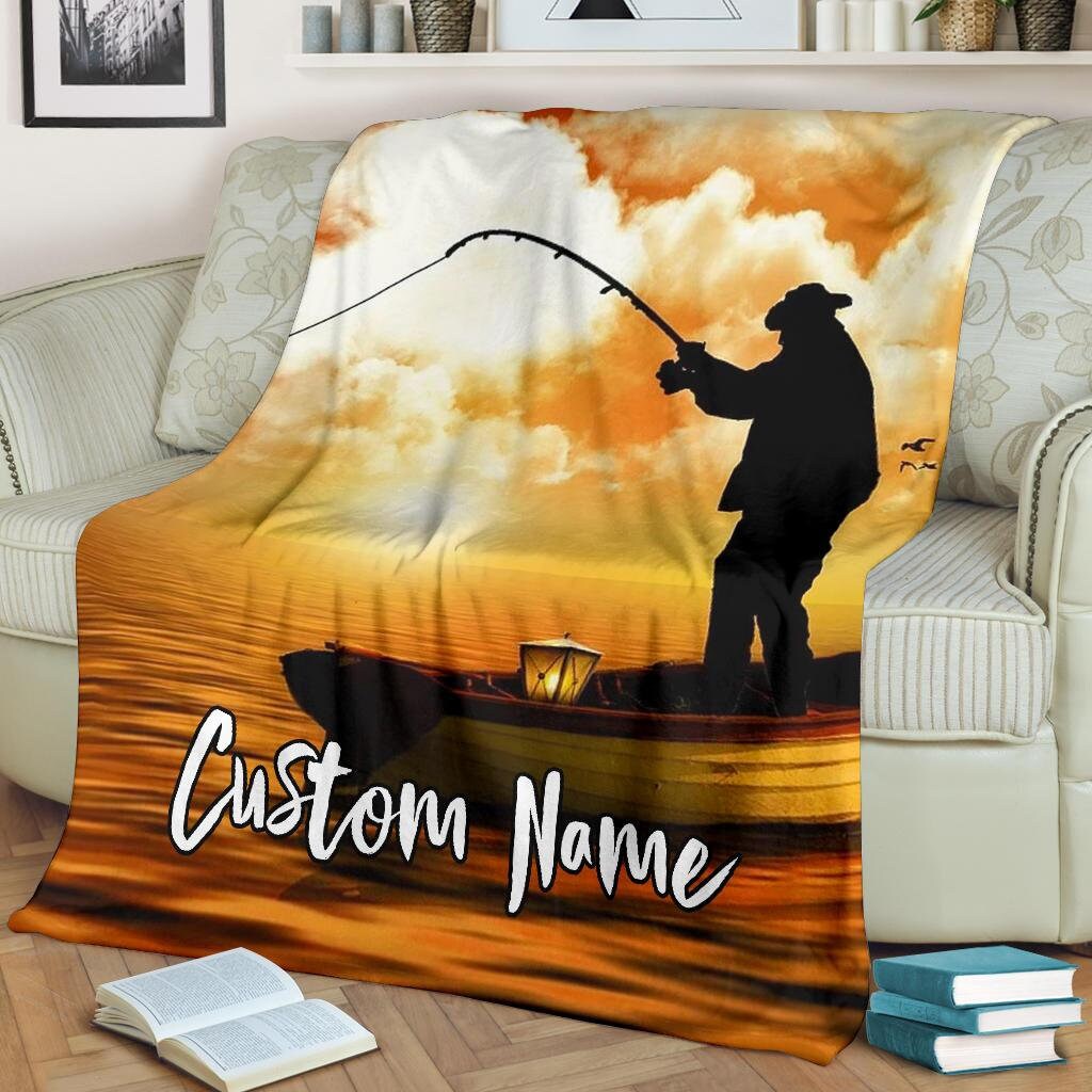 Fishing Blanket Fisherman Throw Blanket Fish Fleece Etsy