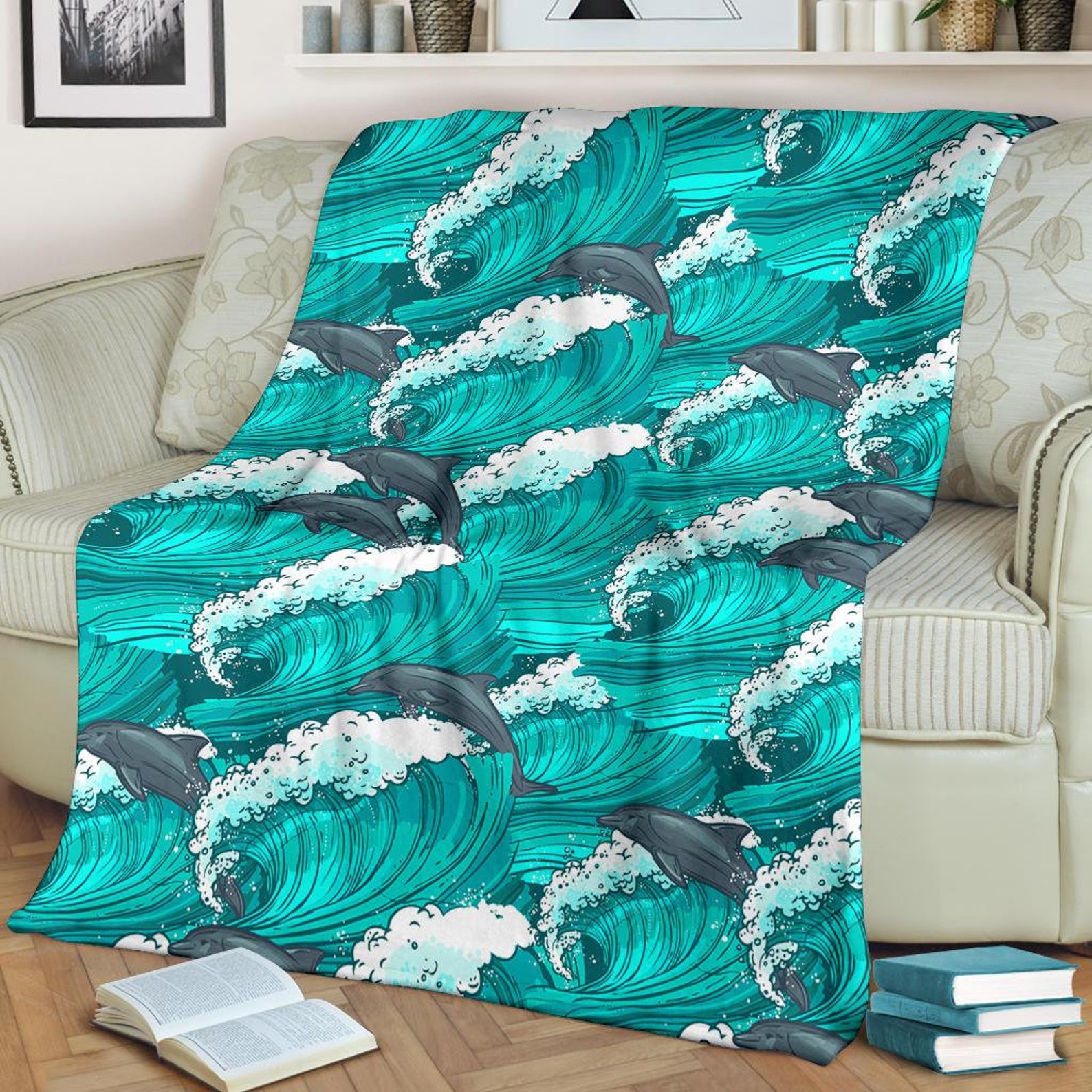 Dolphin Blanket Dolphin Throw Blanket Dolphin Fleece Etsy