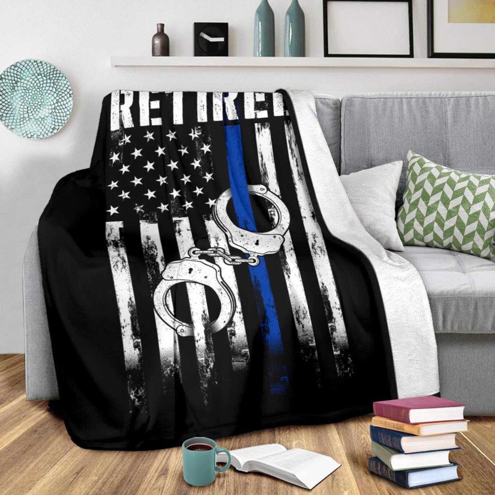 Thin Blue Line Fleece Blanket Police blanket police gift Etsy