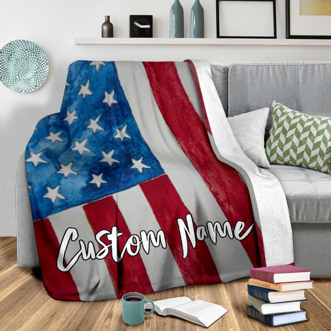 American Flag Blanket US Print Blanket USA Flag Blanket Etsy