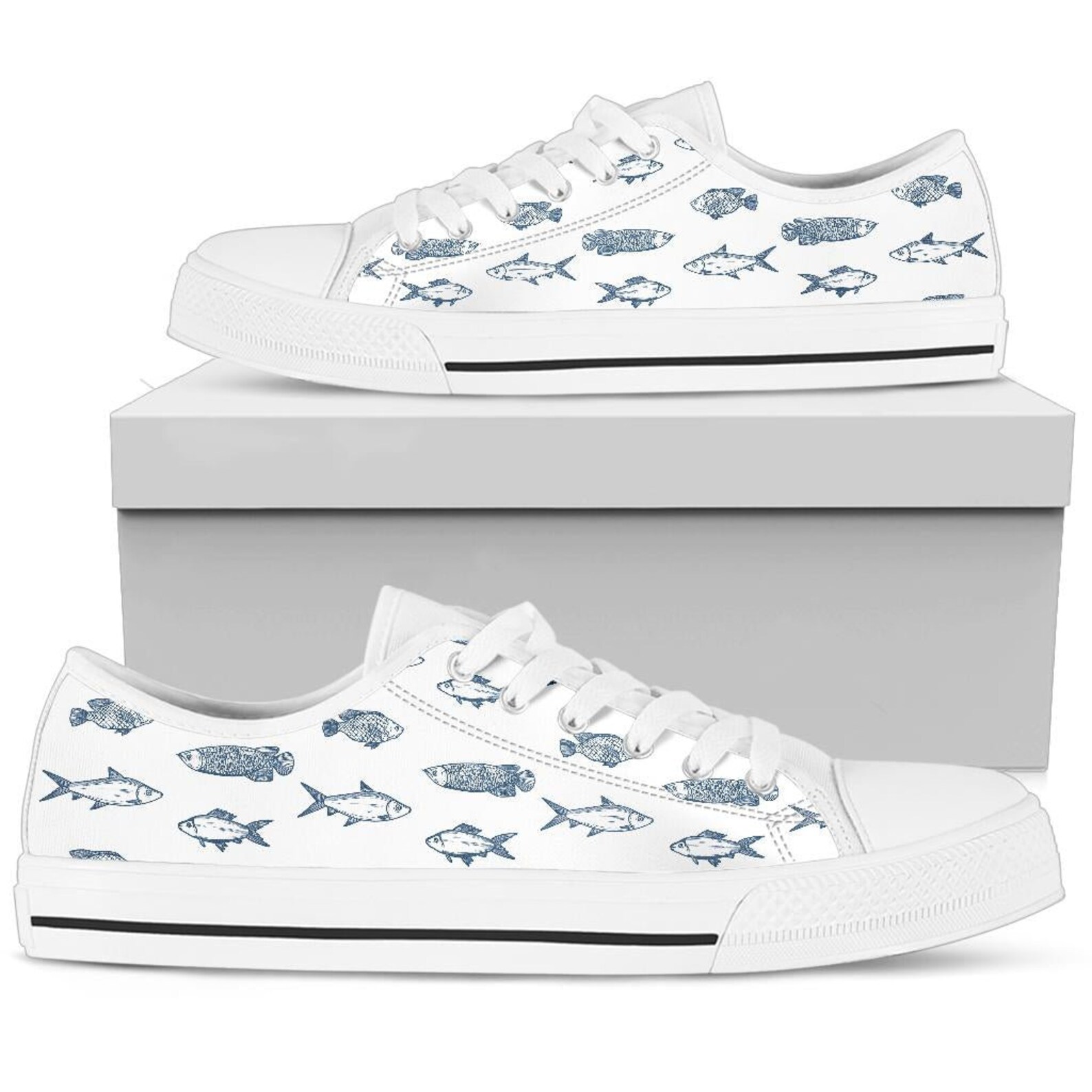 Fishes Shoes Fish Sneakers Shoes With Fishes Print - Etsy