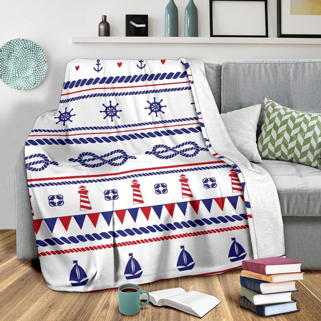 Nautical Blanket Sailing Throw Blanket Nautical Fleece Etsy