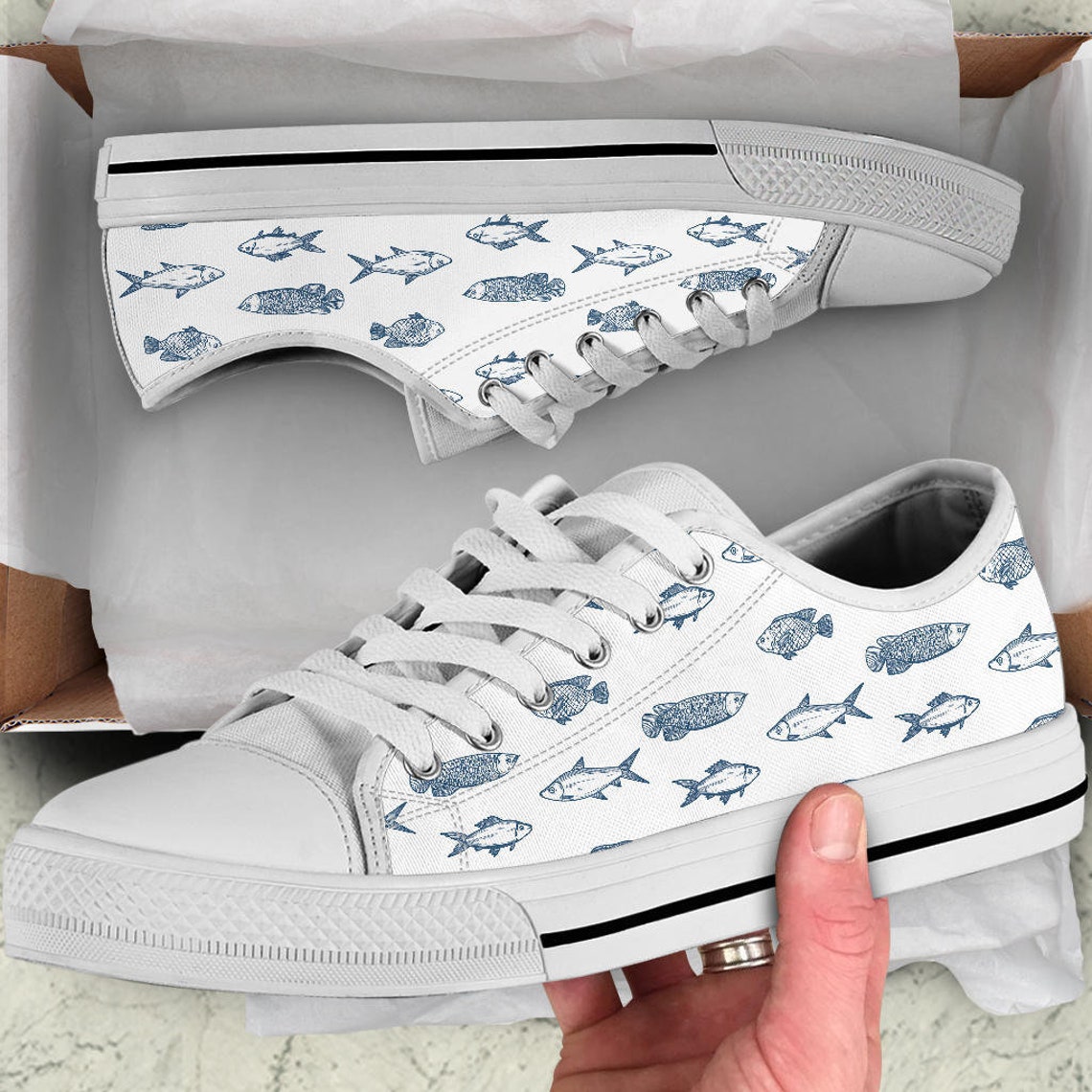 Fishes Shoes Fish Sneakers Shoes With Fishes Print - Etsy