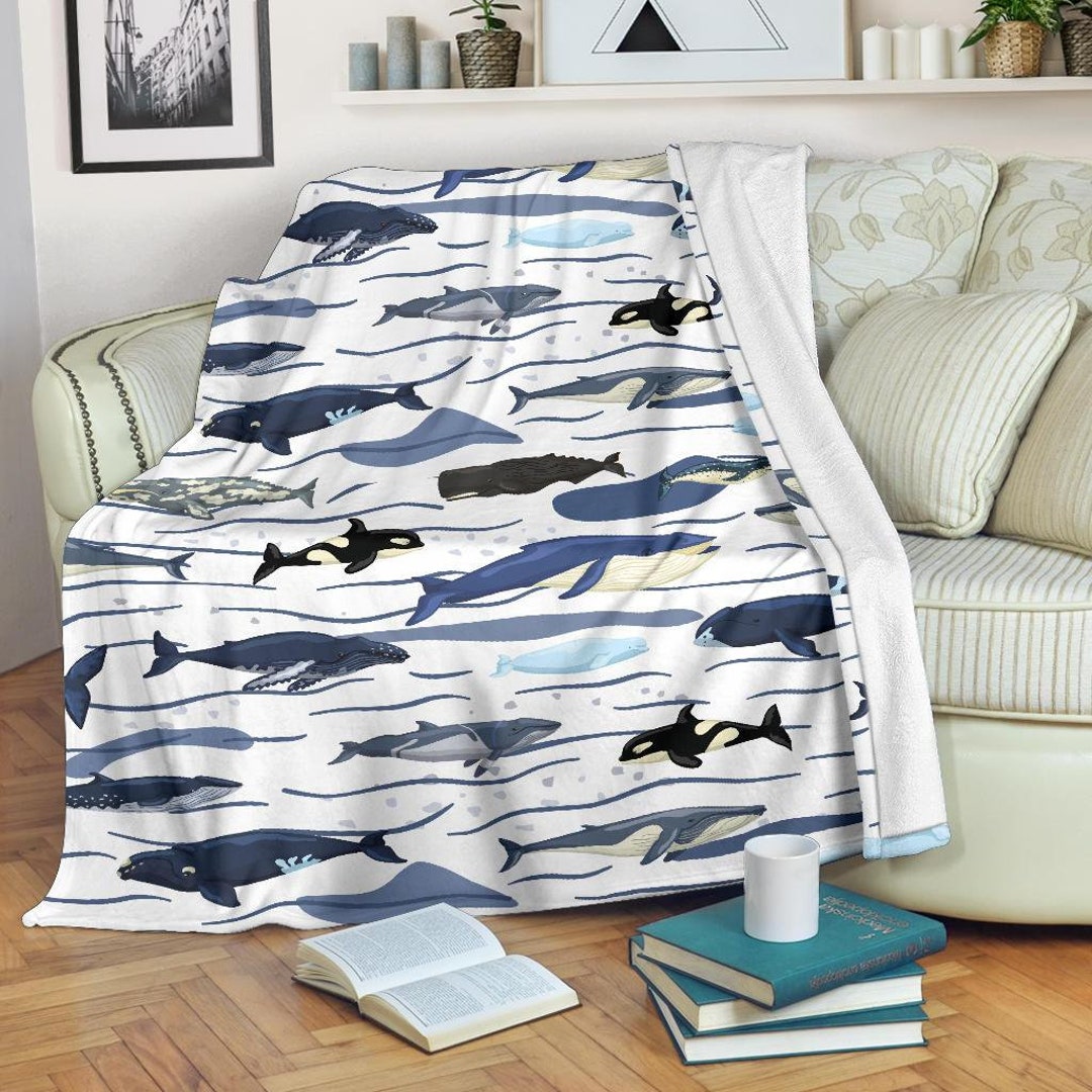 Whales Blanket Whale Throw Blanket Whales Fleece Blanket Etsy