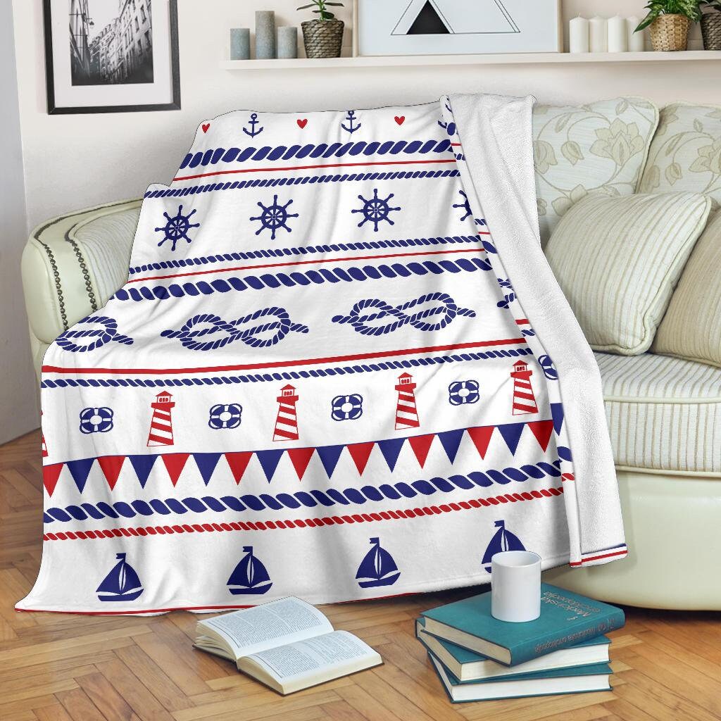 Nautical Blanket Sailing Throw Blanket Nautical Fleece Etsy