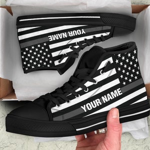 Thin Grey Line High Top Shoes Correctional Officer Custom Print Shoes Correctional Officer Sneakers /Correctional Officer All Star Shoes