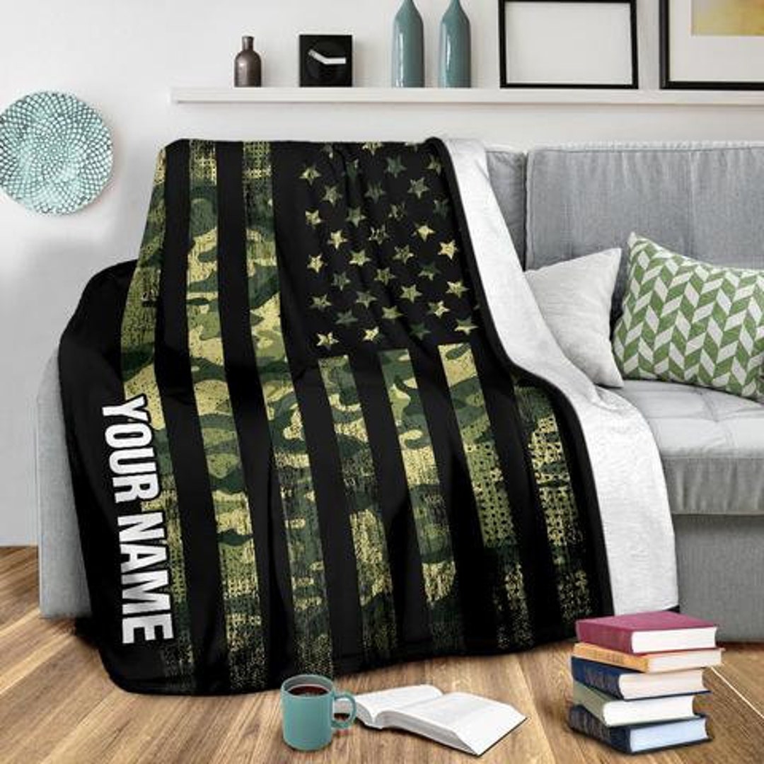 Army Fleece Blanket Soldier Blanket Camo American Flag Etsy