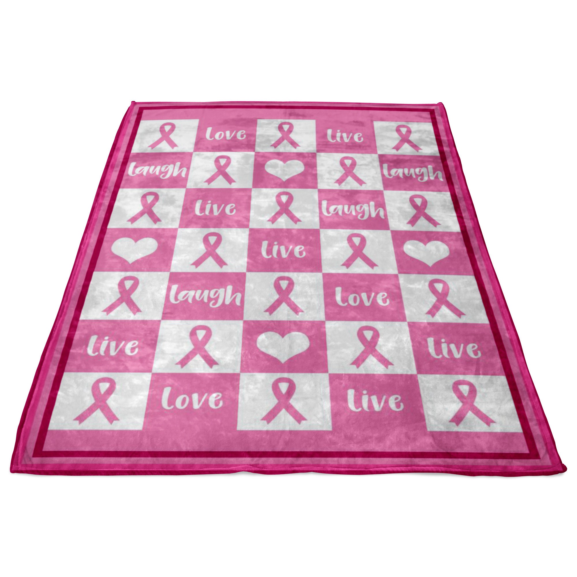 Breast Cancer Fleece Blanket Live Love Laugh Cancer Blanket Etsy