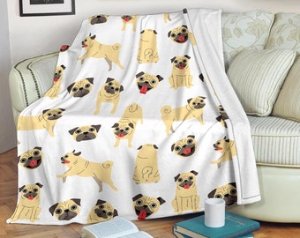 black pug throw blanket