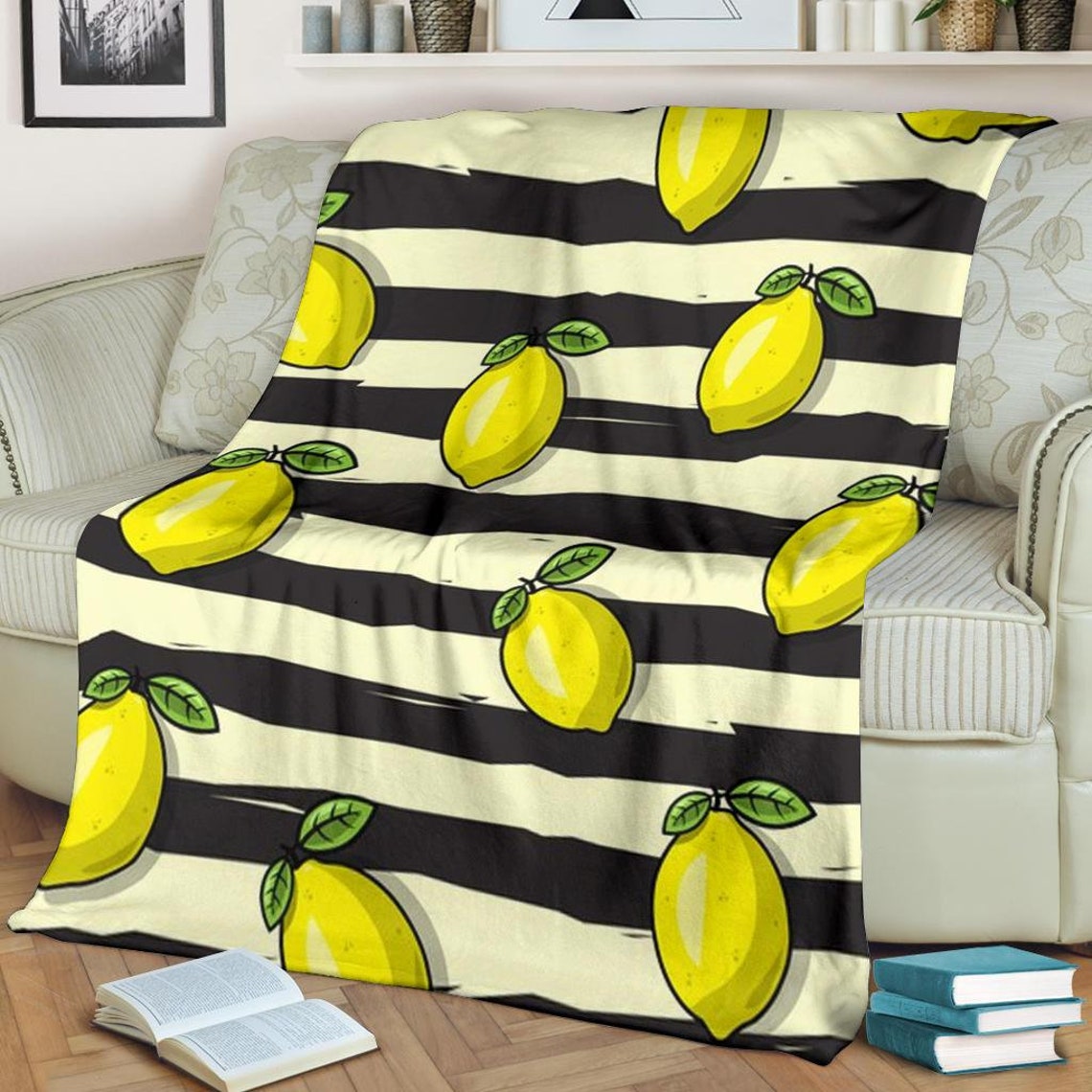 Lemon Blanket Lemon Throw Blanket Lemon Fleece Blanket Etsy