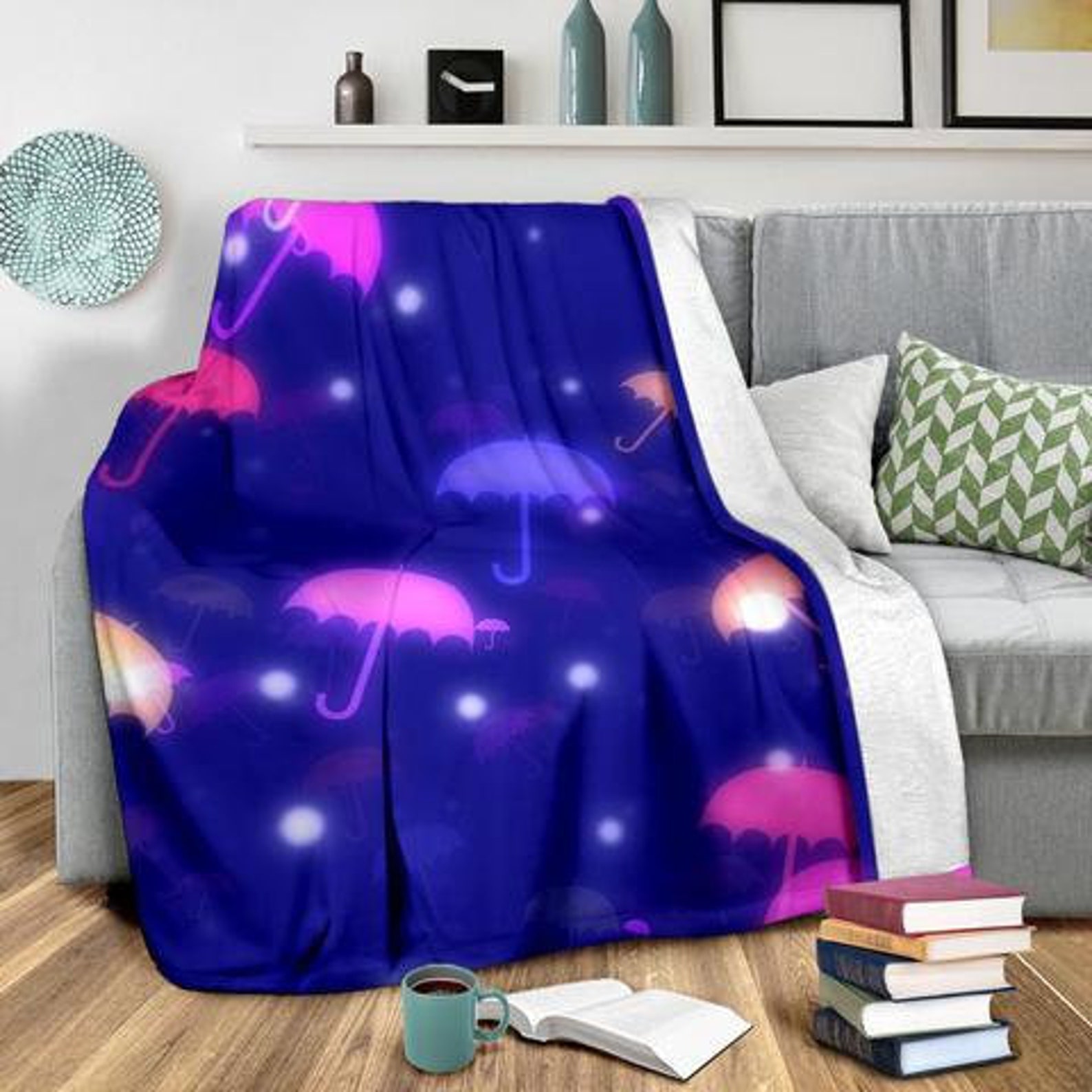 Umbrella Blanket Umbrella Throw Blanket Umbrella Fleece Etsy Italia