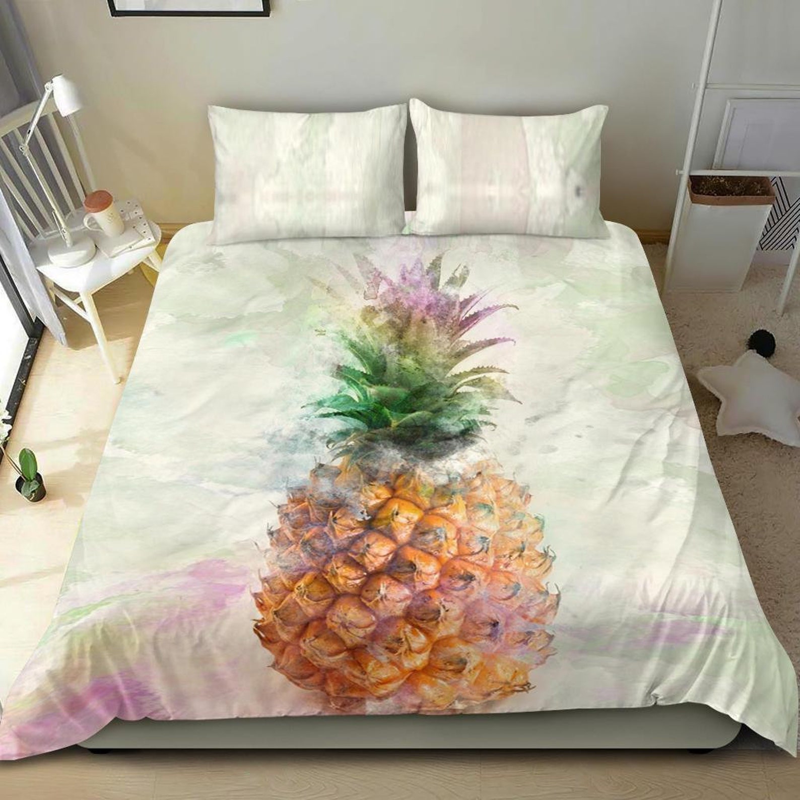 Pineapple Bedding Set Duvet Cover and Pillow Covers Etsy