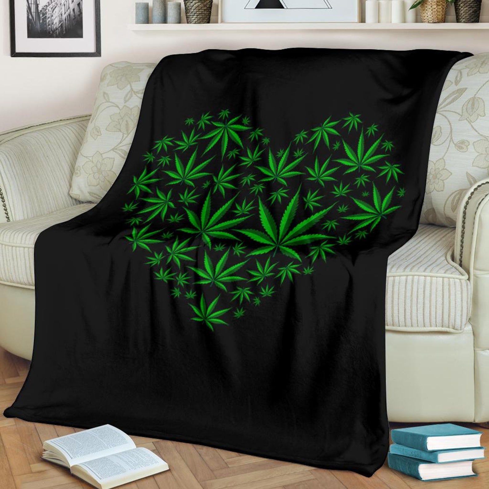 Marijuana Blanket Cannabis print blanket Plant print Etsy