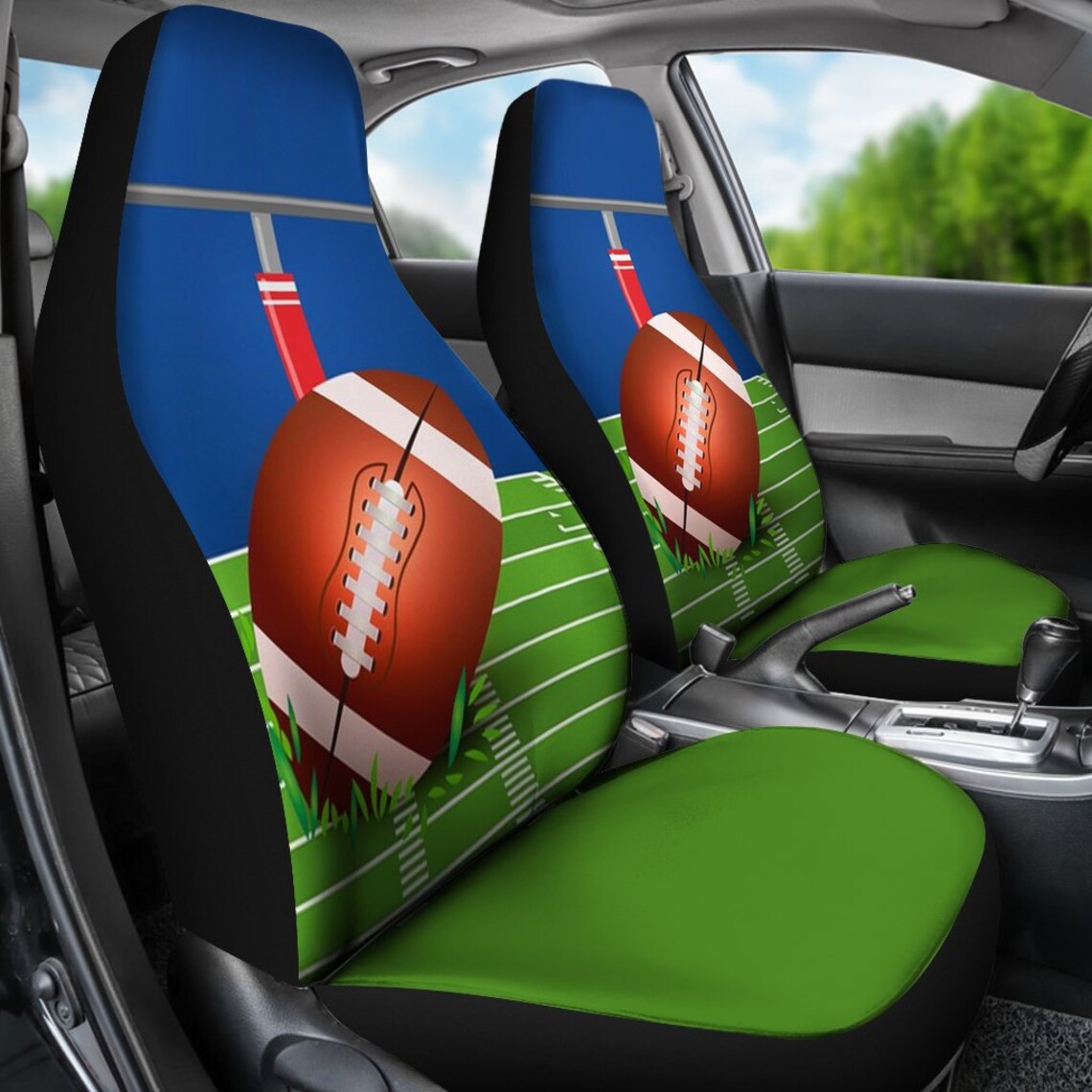 Football American Car Seat Covers Set Of 2 Universal Front Etsy
