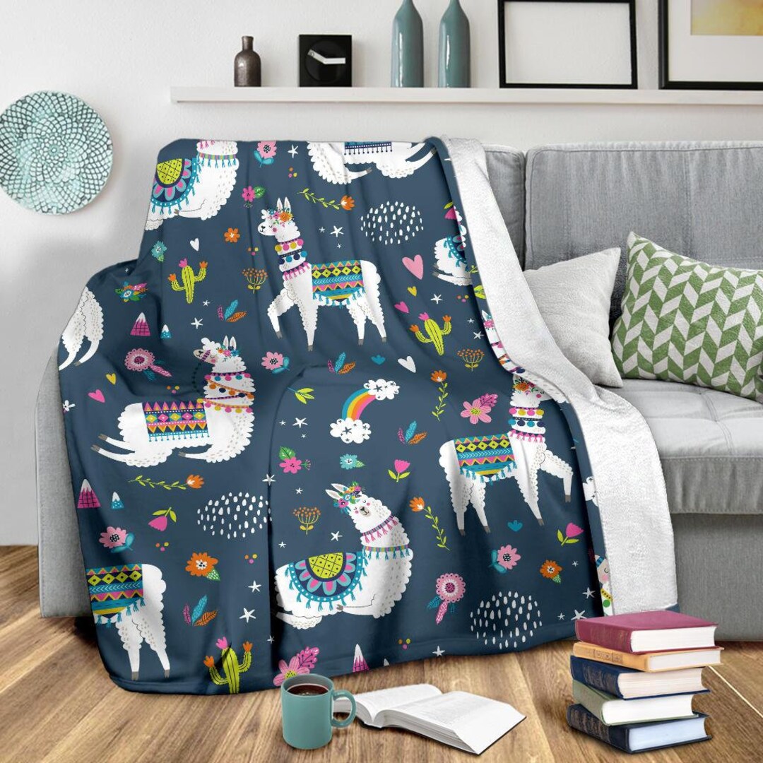 Llama Blanket Alpaca Throw Blanket Llama Fleece Blanket Etsy