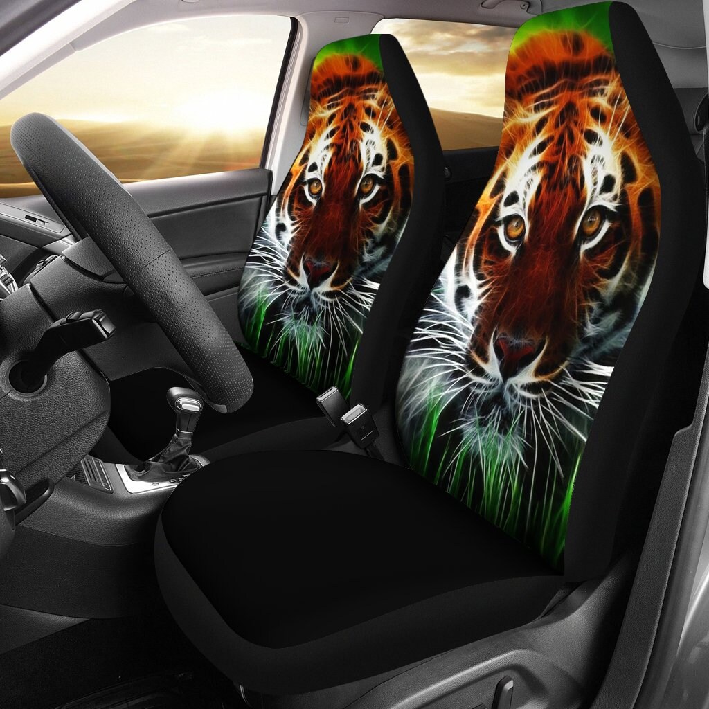 Discover Tiger Car Seat Covers (Set Of 2) - Universal Front Car and Suv Seat Covers - Custom Seat Protector - Tiger Car Accessory - gift for her him