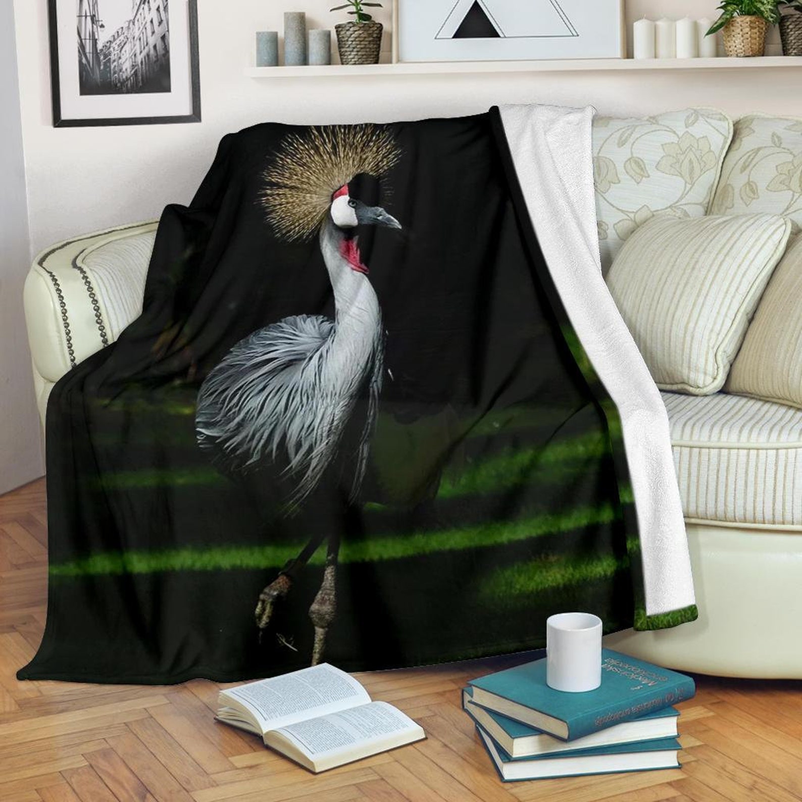 Crane Bird Blanket Crane Bird Throw Blanket Crane Bird Etsy