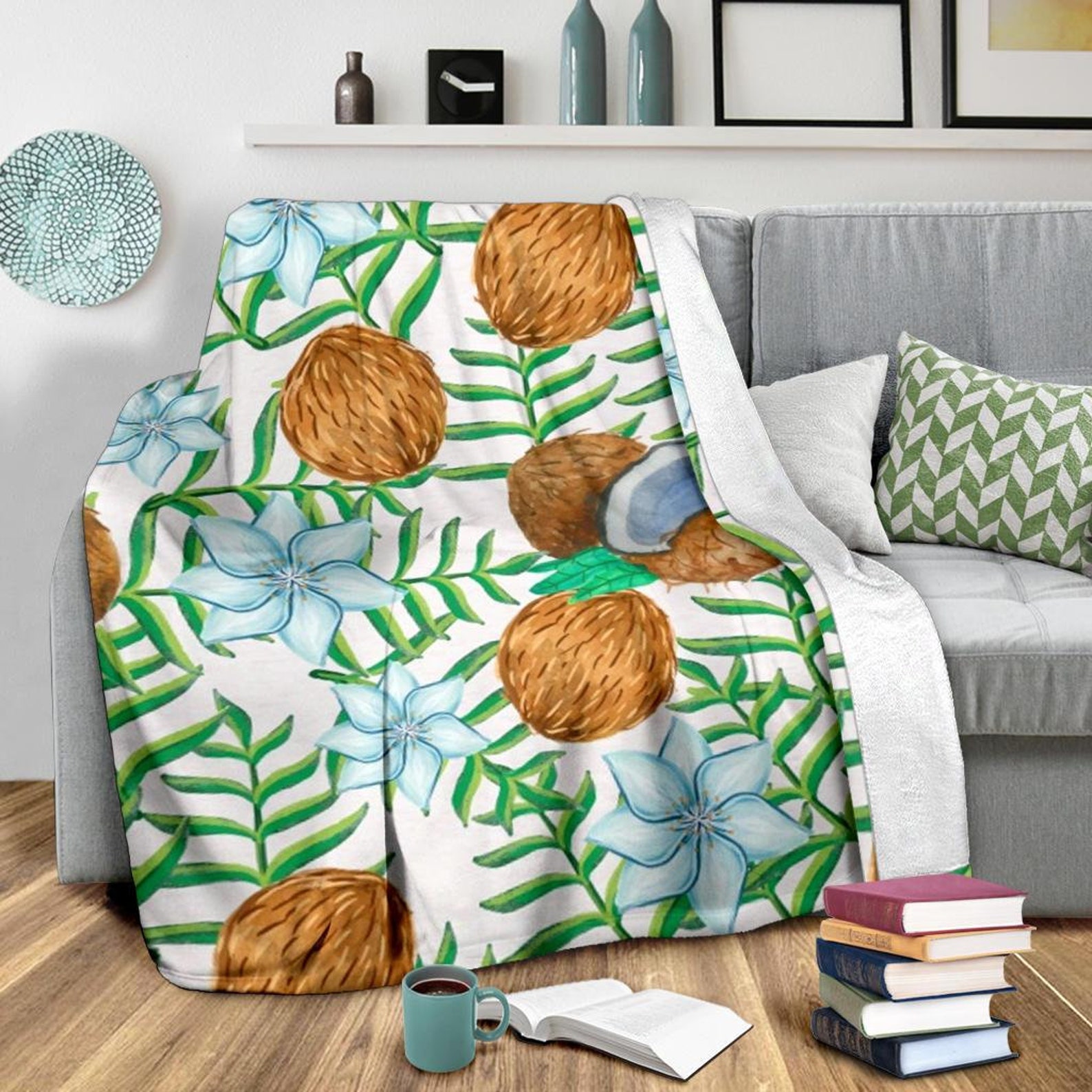 Coconut Blanket Coconut Throw Blanket Coconut Fleece Etsy