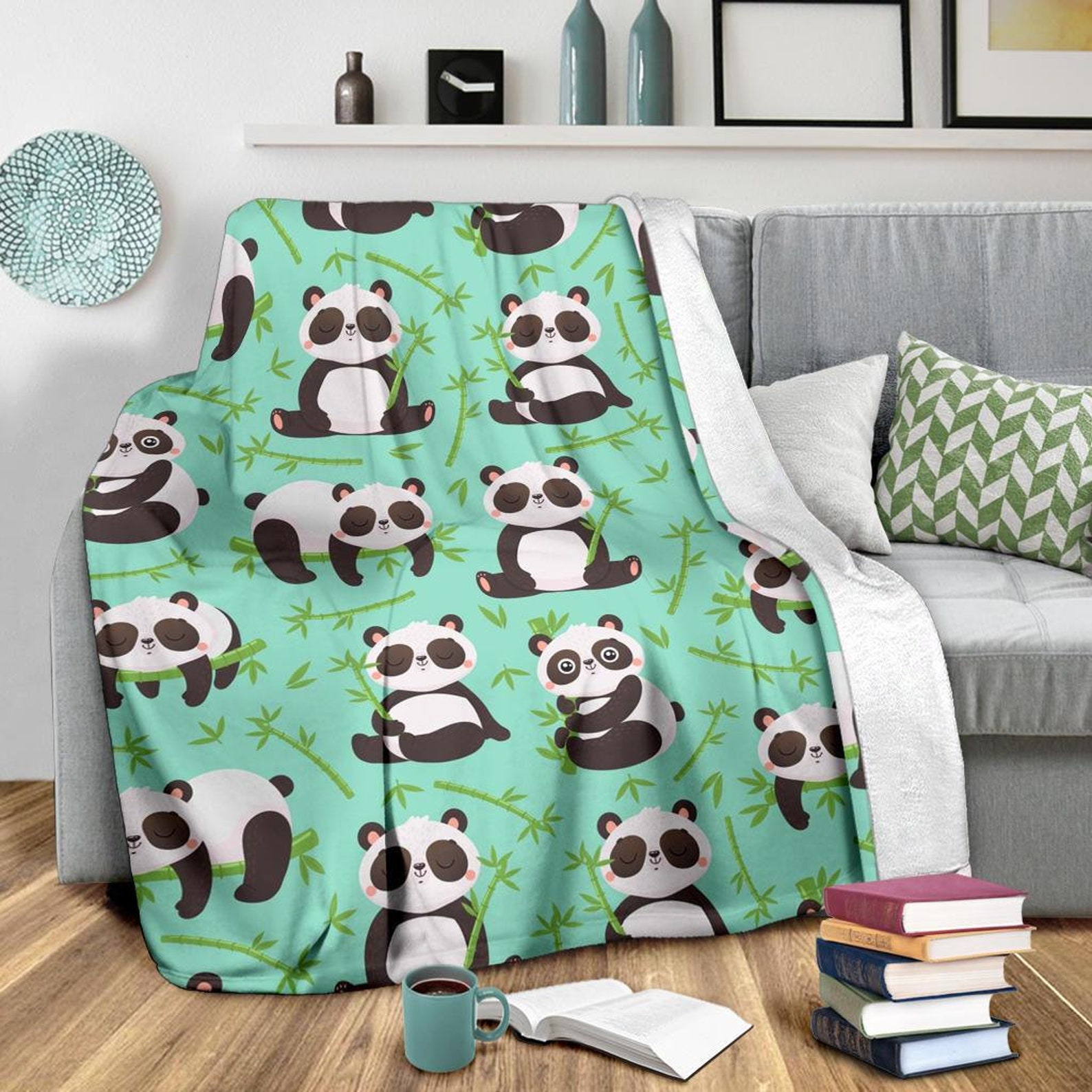Panda Blanket Panda Throw Blanket Panda Fleece Blanket Etsy