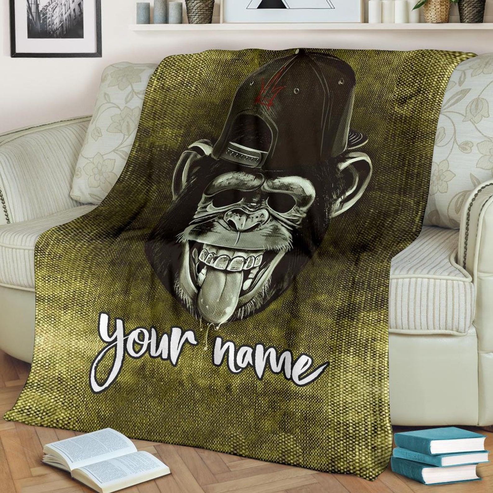 Monkey Blanket Monkey Throw Blanket Monkey Fleece Blanket Etsy