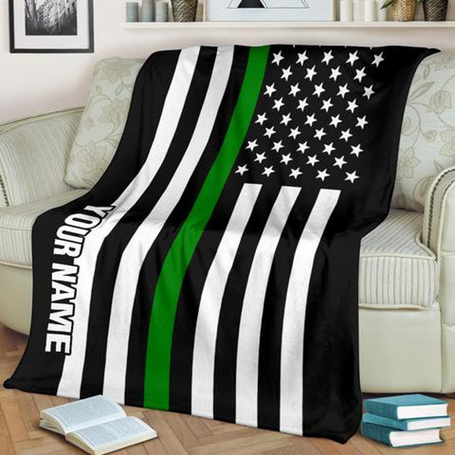 Thin Green Line Blanket Border Patrol Throw Blanket Army Etsy.de