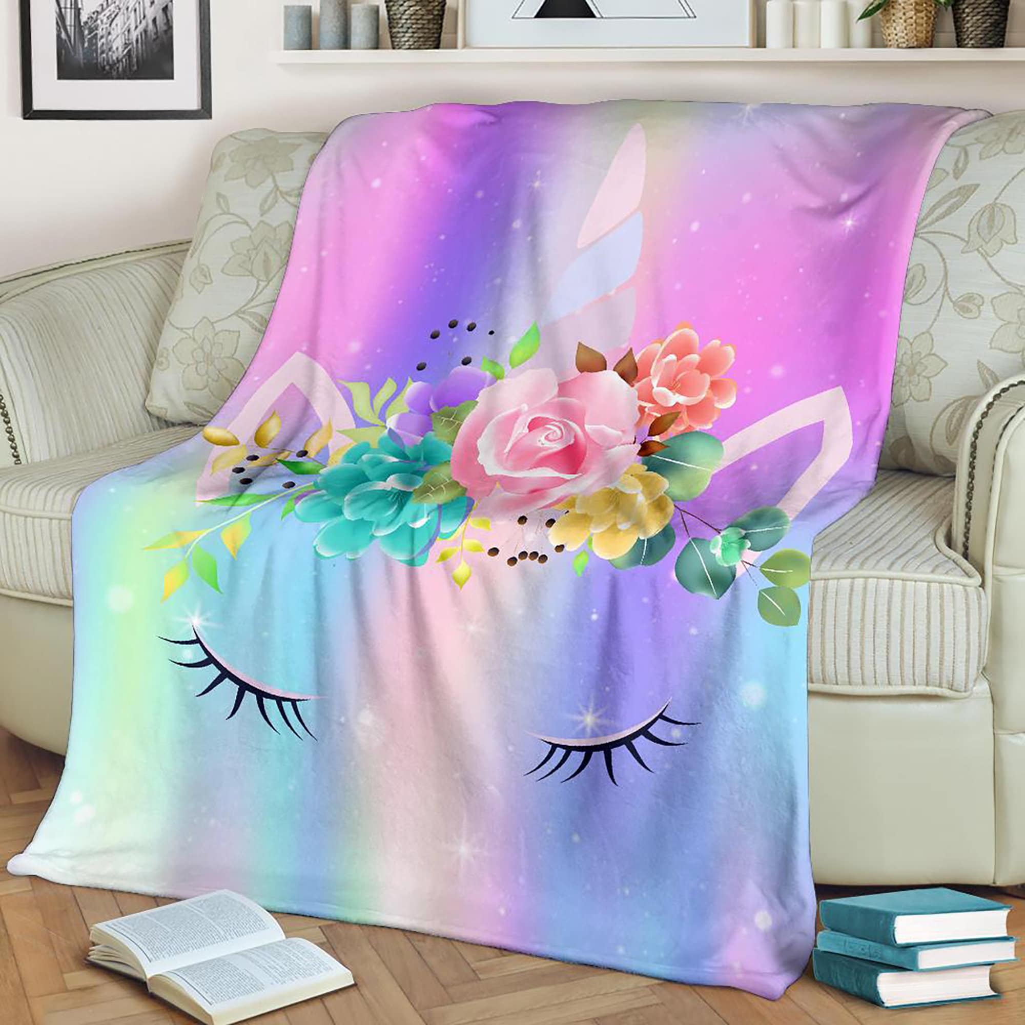 Unicorn Fleece Blanket Unicorn Throw Blanket Unicorn Etsy Ireland