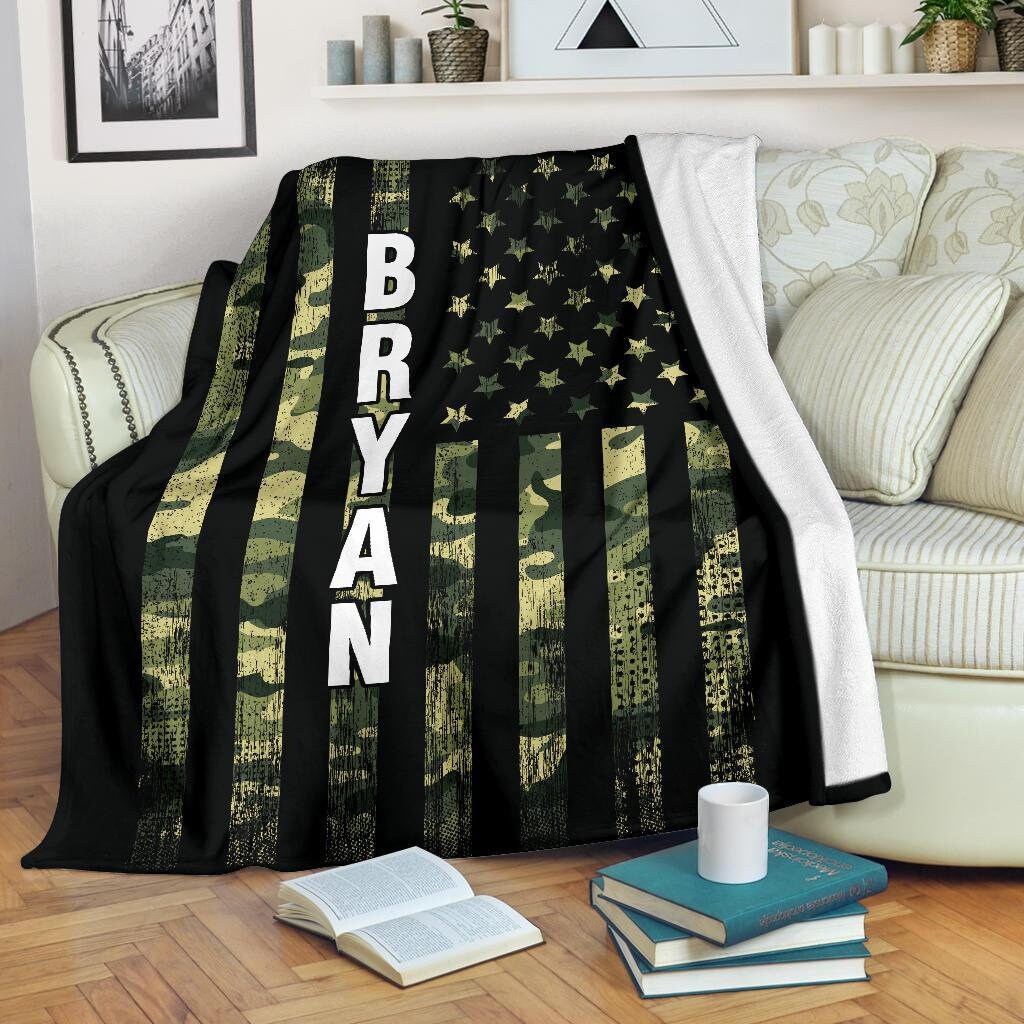 Army Fleece Blanket Soldier blanket Camo American flag Etsy