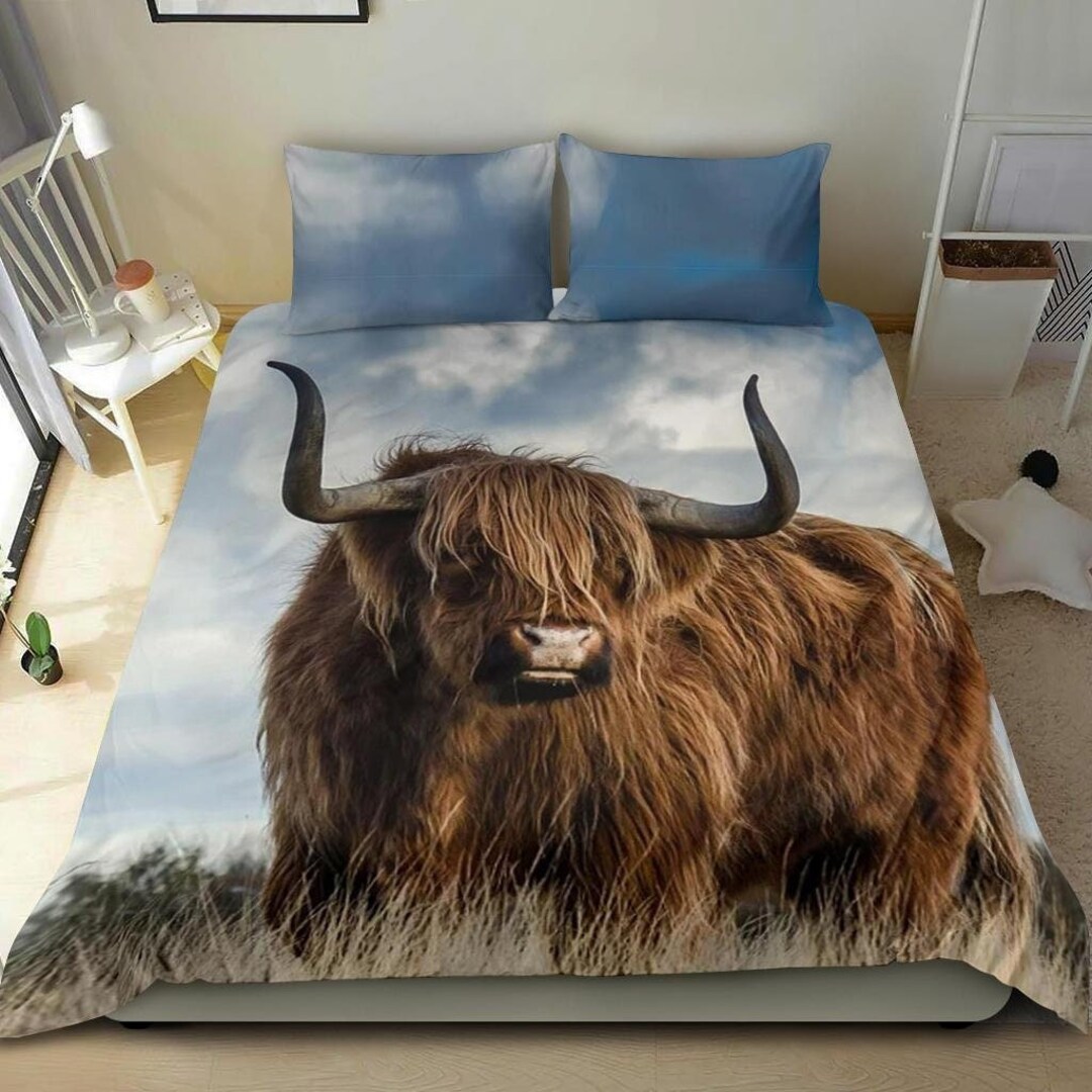 Highland Cow Bedding Set Highland Cow Bed Cover Highland Etsy