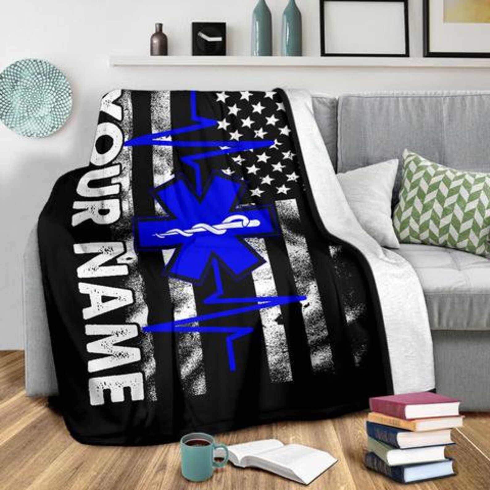 EMT Blanket Paramedic Throw Blanket Emt Fleece Blanket Emt Etsy