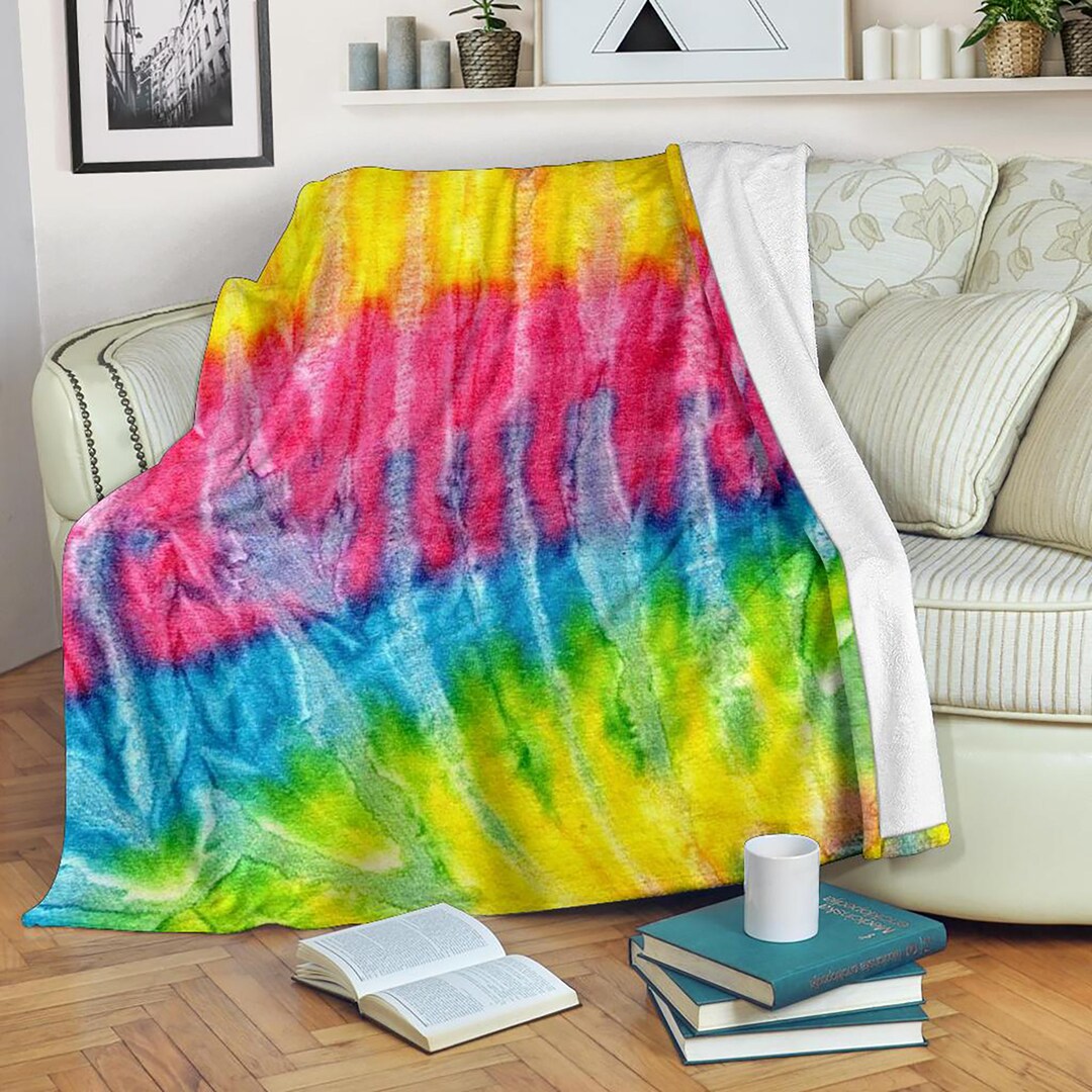 Tie Dye Fleece Blanket Tie Dye Tie Dye Throw Fleece Etsy