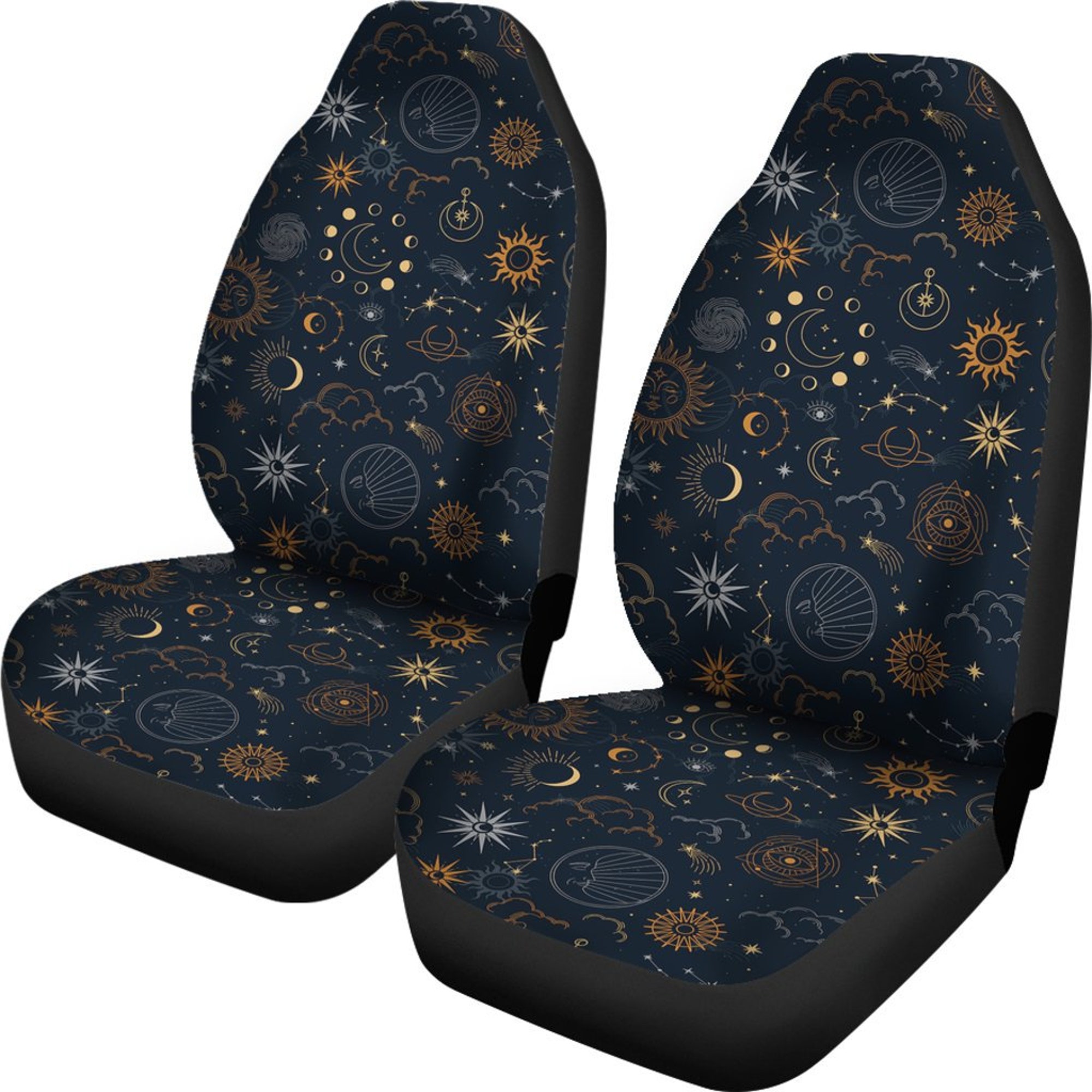 Discover Sun and Moon Boho Car Seat Covers Universal Front Car and Suv Seat Covers