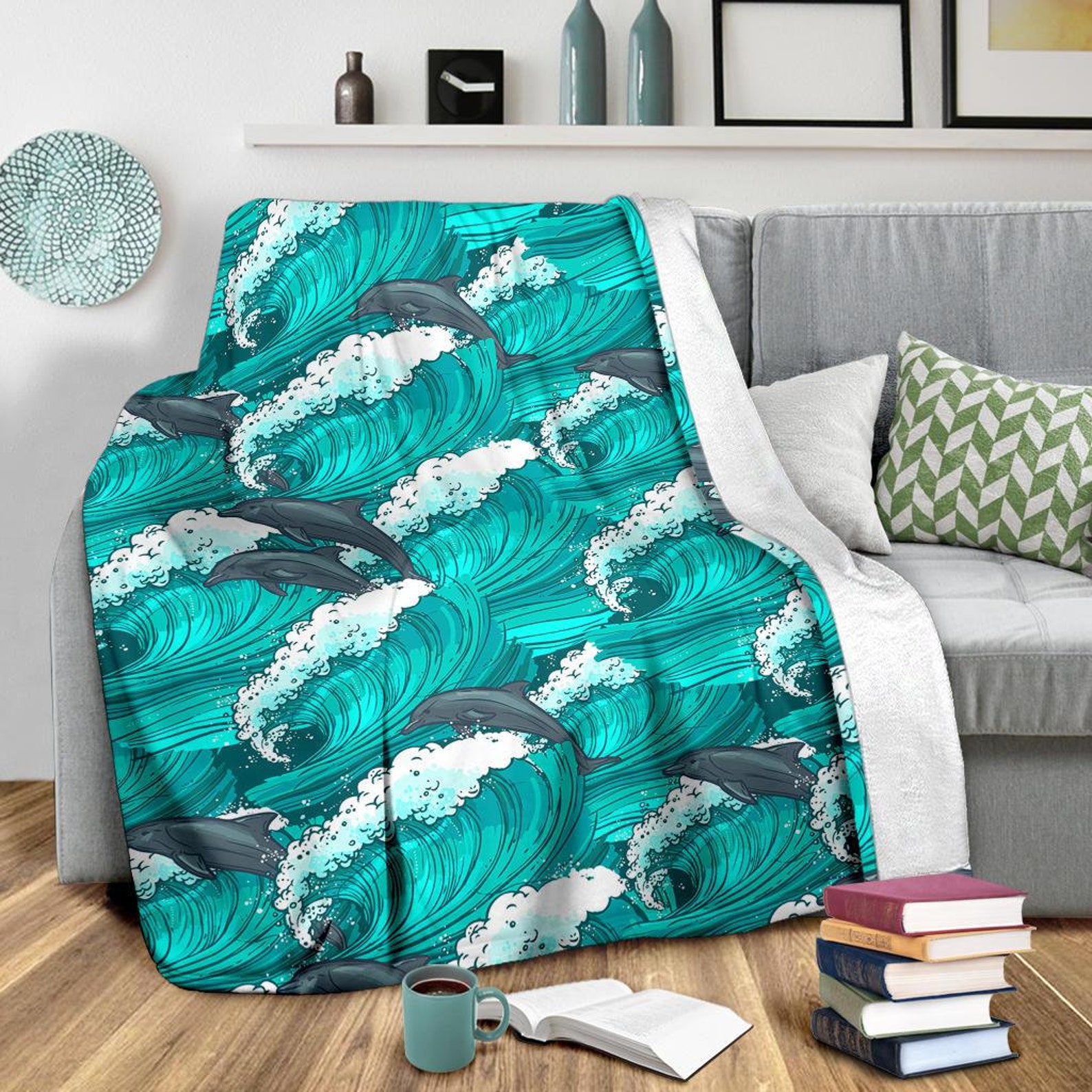 Dolphin Blanket Dolphin Throw Blanket Dolphin Fleece Etsy France