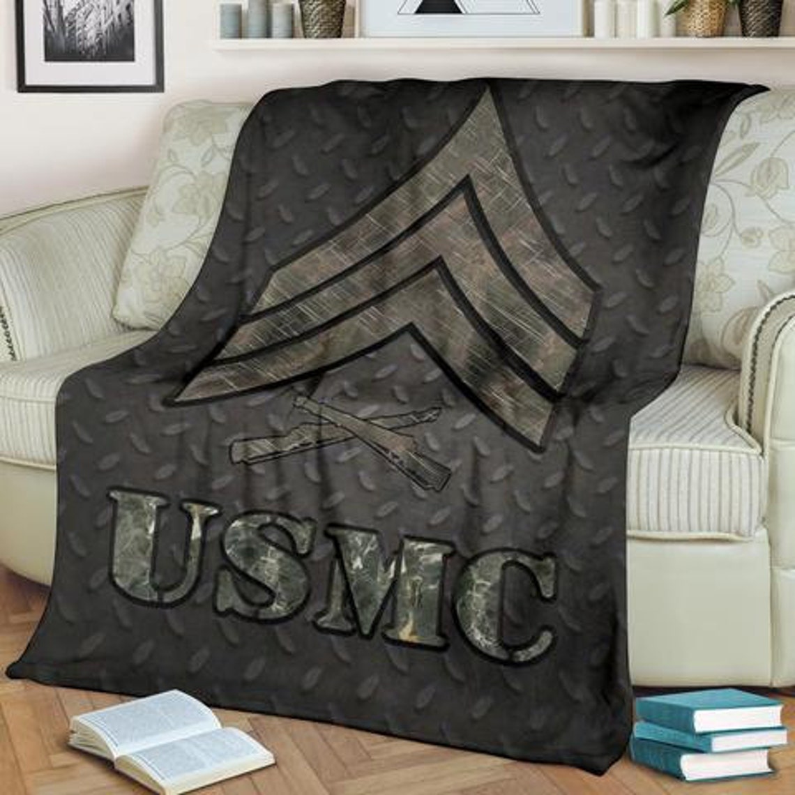 USMC Blanket US Marines Throw Blanket American Marines Etsy