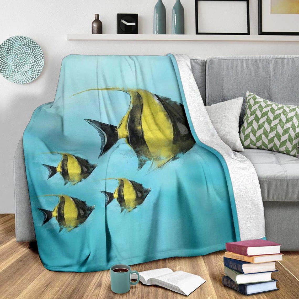 Fishing Blanket Fisherman Throw Blanket Fish Fleece Etsy France