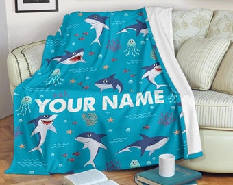 Sharks Swimming InterestPrint 47 Inch Micro Fleece Blanket Soft and Warm for Room Bed Cute Sharks 
