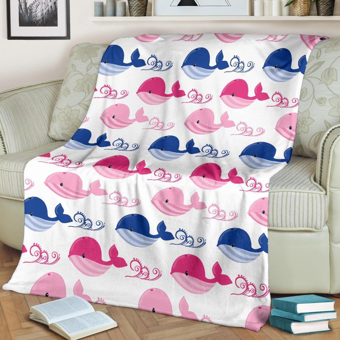 Whales Blanket Whale Throw Blanket Whales Fleece Blanket Etsy