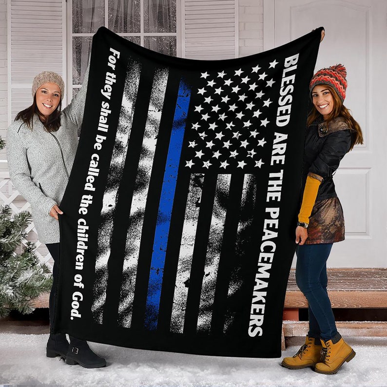 Thin Blue Line Fleece Blanket Police blanket police gift Etsy