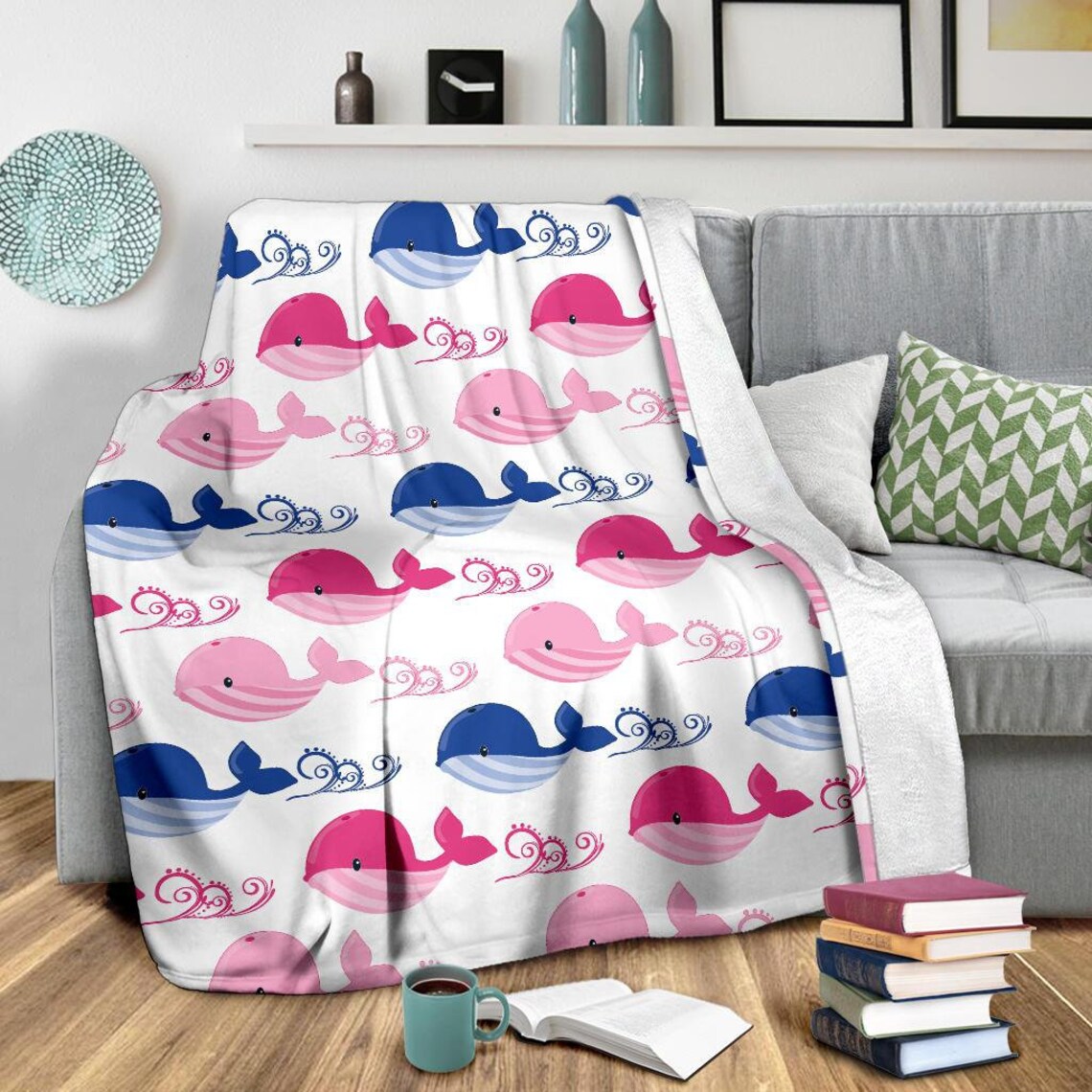 Whales Blanket Whale Throw Blanket Whales Fleece Blanket Etsy