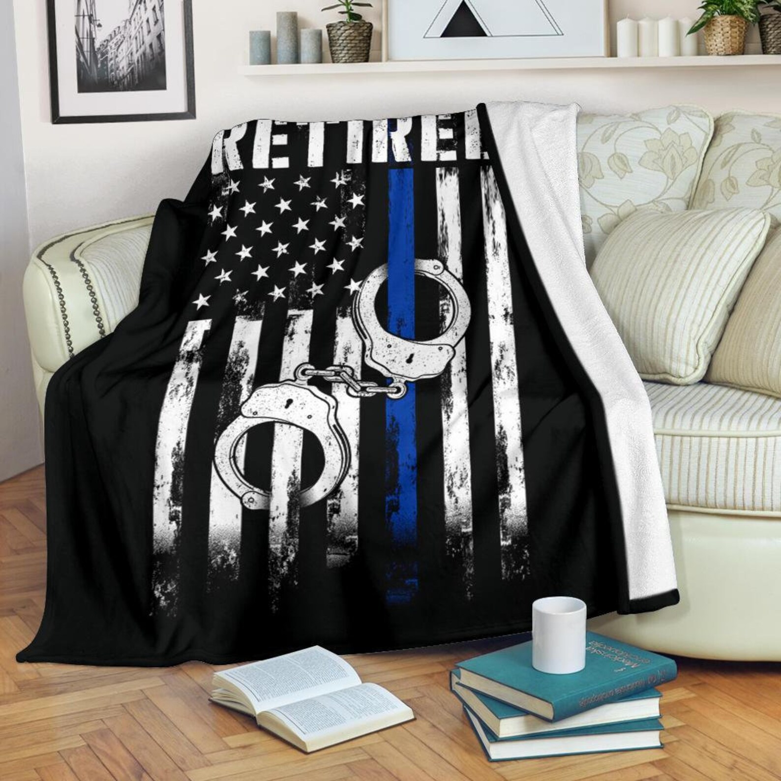 Thin Blue Line Fleece Blanket Police blanket police gift Etsy