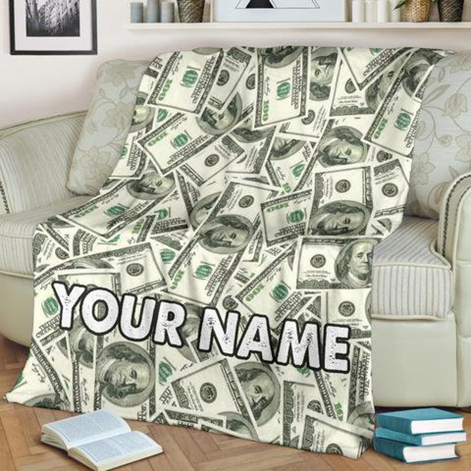 Money Blanket Money printed blanket Dollar banknotes print Etsy.de