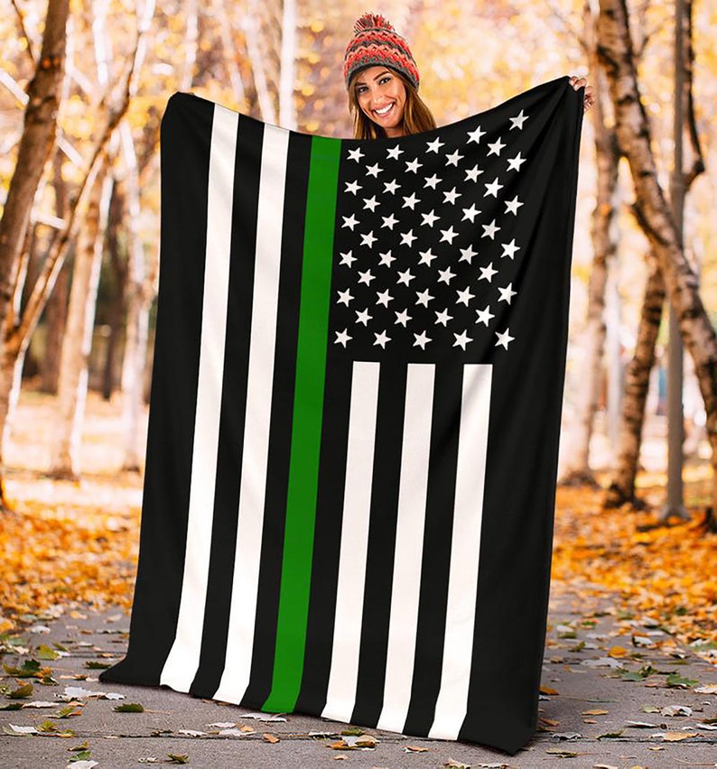 Army Thin Green Line American Flag Fleece Blanket Etsy