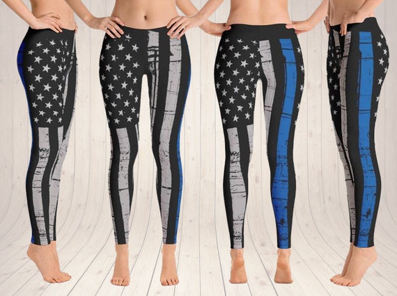 thin blue line flag leggings
