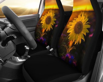 FUIBENG High Seat Cover 2 Pcs Set Fashion Sunflowers Print Vehicle Seat Protector Cover Organizer FUIBENG High Seat Cover 2 Pcs Set Fashion Sunflowers Print Vehicle Seat Protector Cover Organizer