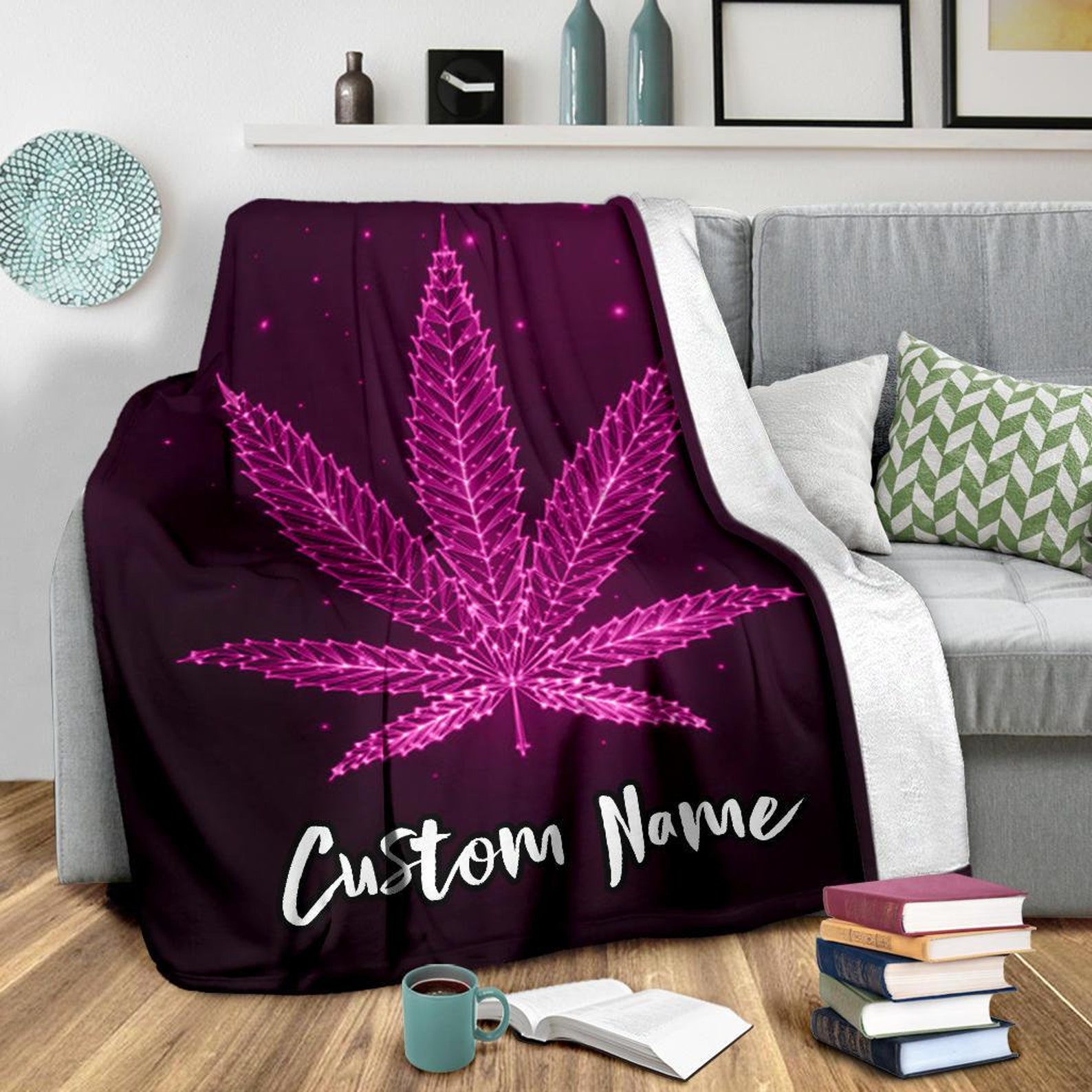 Marijuana Blanket Cannabis Print Blanket Plant Print Etsy