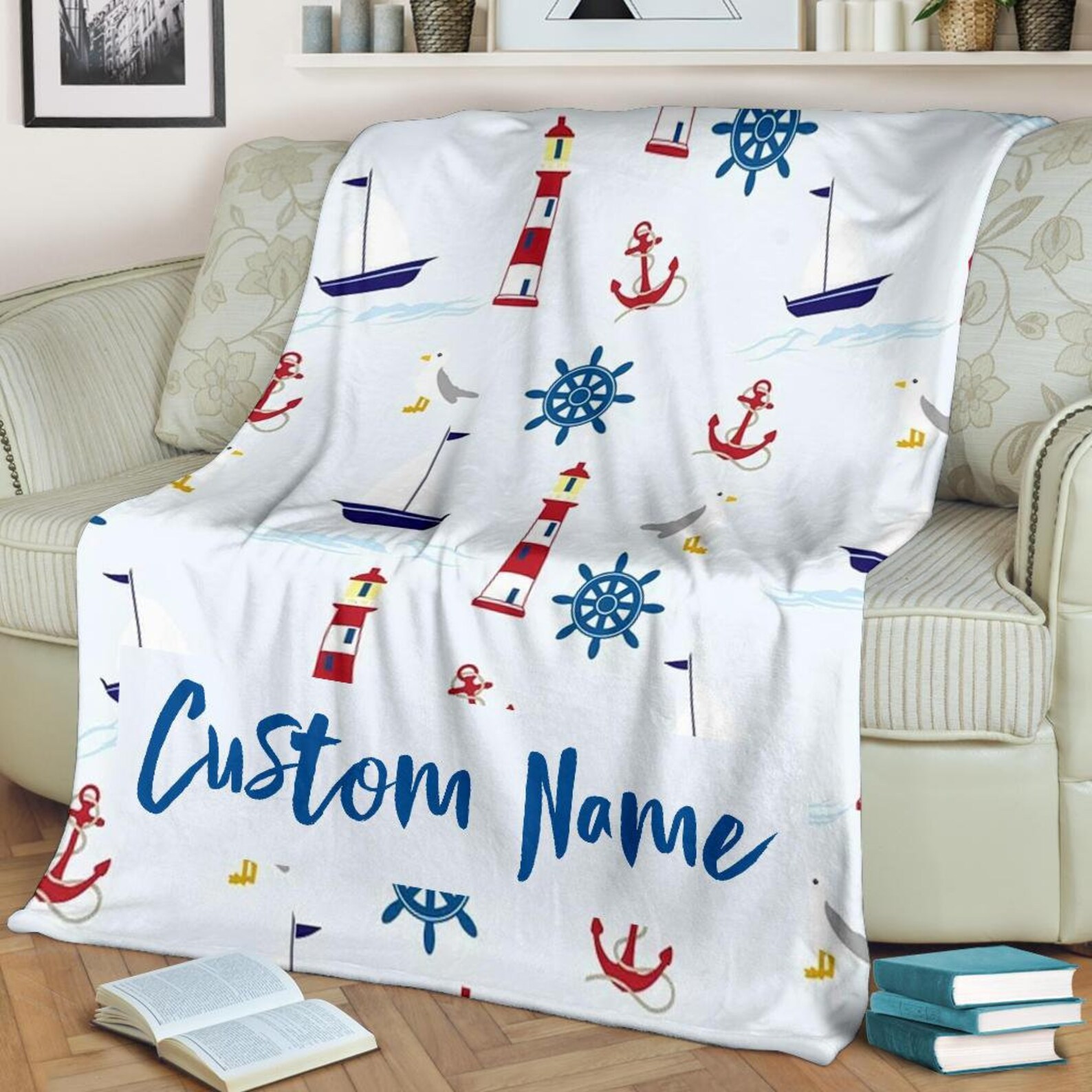 Nautical Blanket Sailing Throw Blanket Nautical Fleece Etsy